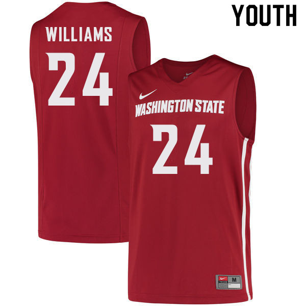 Youth #24 Noah Williams Washington State Cougars College Basketball Jerseys Sale-Crimson